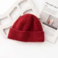 Cozy red ribbed knit beanie for winter warm daily wear stylish casual couple wool hat style - One Size / Red