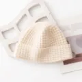 Cozy winter warm waffle knit beanie in elegant off white, soft wool blend daily wear hat. - Coconut White