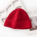 Red knit beanie winter warm thick woolen hat thermal cap for outdoor sports casual wear - Garnet Red