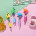 Mini 4-color ballpoint pen cute cartoon dinosaur press pen student gift stationery supplies - Long and Short Dragons / 0.5mm Bullet Tip