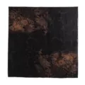 Foulard quadrato in seta vintage con elegante stampa di pavone e fiori in nero e bronzo. - Pavone Oro Nero / 105*105cm