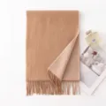 Bufanda de lana de doble cara lisa, chal de invierno cálido con flecos para hombres y mujeres. - 30x180cm / Doble Cara Camello - Beige