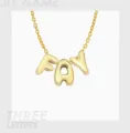Collar personalizado de acero inoxidable dorado con letras abombadas estilo DIY nombre. - 3 Letras/Accesorios / Dorado