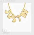 Collana con nome in lettere gonfie in acciaio inossidabile dorato, gioiello personalizzato. - 6 Lettere/Accessori