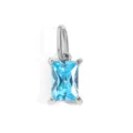 Stainless steel light blue rectangular zircon pendant DIY jewelry accessory charms - Mar Light Blue Steel Color