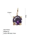 Paarse zirkonia ronde hanger DIY sieraden accessoire 4x4mm 18k goud zilver mode style - Staalkleur / Juni Paars (Alexandriet Kleur)