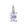 Silver stainless steel rectangular zircon pendant DIY jewelry accessory sparkling gem charm. - Apr White Steel Color