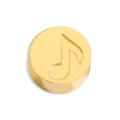Gold stainless steel music note charm bead close-up view, ideal for DIY jewelry making. - Perforated Musical Note