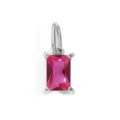 Silver tone rectangular hot pink cubic zirconia pendant charm for DIY jewelry making accessories. - Jul Rose Steel Color