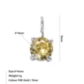 Ronde gele kubieke zirkonia hanger bedel 4x4mm 9mm 18k goud zilver mode sieraden accessoire - Staalkleur / November Geel