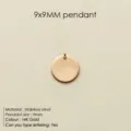 Ανοξείδωτο στρογγυλό μενταγιόν 9mm κενό DIY κόσμημα για προσαρμοσμένη χάραξη αξεσουάρ δώρου - Yp25121 / 9mm / Χρυσό