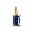 Gold plated rectangular blue zircon pendant, DIY jewelry accessory, elegant birthstone charm. - Sep Sapphire Steel Color