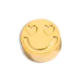 Gold heart eyes smile face metal charm bead DIY jewelry accessory for bracelet necklace - Perforated Love / Steel