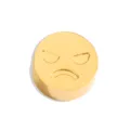 Gold stainless steel angry face charm DIY jewelry accessory round bead pendant 1pc - Perforated Angry