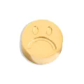 Gold stainless steel sad face round bead DIY jewelry accessory charm for bracelet and necklace - Perforated Grievressed