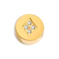 Gold round DIY jewelry accessory with diamond rhombus pendant for custom charm bracelet making - Rhinestone Diamonds