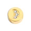 Gold stainless steel crescent moon crystal bead DIY charm jewelry accessory 1pcs - Rhinestone Moon