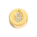 Stainless steel gold round DIY bead charm with teardrop crystal inlay for custom jewelry making. - Rhinestone Raindrop