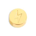 Gold stainless steel lightning bolt charm bead DIY jewelry accessory for stylish bracelet making. - Perforated Lightning