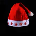 Christmas hat with red stars, plush holiday cap for kids and adults, festive party headwear. - Inlaid Star