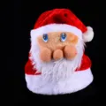 Plush Santa Claus hat festive holiday party costume accessory with cute cartoon face design - Furry Face
