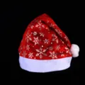 Red Christmas Santa Hat with Silver Snowflake Print Plush Trim Holiday Party Headwear - Silver Snowflake