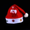 Christmas Santa hat red felt holiday party cap for kids and adults with cute snowman design. - Snowman