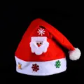 Classic red Christmas Santa hat with white plush trim, cute Santa face and sparkling sequins. - Santa Claus