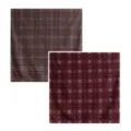 Japanese style silk wool scarf with classic houndstooth and plaid double-sided patterns for autumn. - 65*65cm / Double-Sided Burgundy