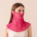 Mascarilla facial y cubrecuellos de protección solar de seda transpirable de verano - Talla única / Rosa rojo