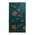 Écharpe en soie vert foncé à motif floral et boucle, long foulard élégant de style chinois. - Bégonia en Fleurs (FHZ26-90390) / 190x53cm