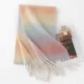 Bufanda de lana con flecos y degradado de color para otoño e invierno, cálida y cómoda. - 30x210cm / Arcoíris Rosa Azul