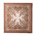 Luxury cashmere scarf with vintage paisley pattern, elegant brown border and fringe edges. - FHY25-7092-1 Brown Retro Pattern