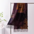Silk Xiangyunsha long scarf with Chinese patterns, elegant tassels for women fashion. - -5 Xiangyun Silk - Double-Layer Purple Rhythm Screen