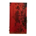Écharpe en soie rouge double couche boucle long châle impression style chinois tendance - Joie de la Visite du Jardin (FHZ26-90393) / 190x53cm