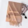 Sciarpa a quadri in lana spessa per autunno e inverno, scaldacollo caldo e versatile. - Quadri Arancione Chiaro Rosa Caffè (FHY24-7023-4)