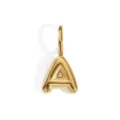 Colgante de letra A abullonada de oro 3D, abalorio inicial brillante para detalle de joyería. - Letra A / Color acero