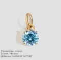 Round stainless steel zircon pendant 14k gold color 6x6mm december birthstone jewelry accessory - Steel / March Light Blue (Aquamarine Color)