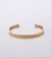 Minimalist gold stainless steel open cuff bracelet for men fashion chic smooth metal wristband - 18K Gold