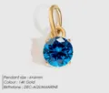 14K Χρυσό Μπλε Ζιρκόν Μενταγιόν 6x6mm Στρογγυλή Κοπή Γενέθλια Πέτρα Κοσμήματα - Δεκέμβριος Γαλάζιο της Λίμνης