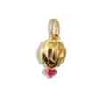 Goldener Geburtsblumen-Anhänger, rosa Edelstein-Charme für DIY Halskette Schmuck Zubehör. - Lotus mit roserotem Zirkonia im Juli