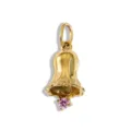 Vergoldeter Glocken Anhänger Halskette mit rosa Kristall Geburtsstein Schmuck für Damen - Studentenblume mit rosa Zirkonia im Oktober