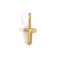 Ciondolo con lettera T a bolla 3D oro lucido, elegante accessorio per gioielli. - Lettera T
