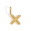 Pendente lettera X gonfia 3D dorata ciondolo iniziale lucido per creazione gioielli fai da te - Lettera X