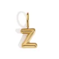 Ciondolo lettera Z 3D dorato charm alfabeto bolla lucido accessorio per gioielli in metallo. - Lettera Z
