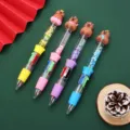 Cute cartoon quicksand four-color ballpoint pen with cute animal topper for student journal writing. - Capybara Series