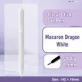Macaron white press gel pen with 0.5mm ST nib for smooth writing, simple stationery school supply. - Macaron White