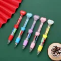 Cute multi-color quicksand ballpoint pen with heart top, perfect student stationery gift. - Heart Series