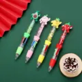 Cute liquid quicksand multi-color ballpoint pen, 4-in-1 cartoon student stationery set. - Emoji Fruit Series