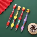 Cute cartoon liquid glitter 4-color ballpoint pen, fun student stationery gift variant. - Burger and Fries Series